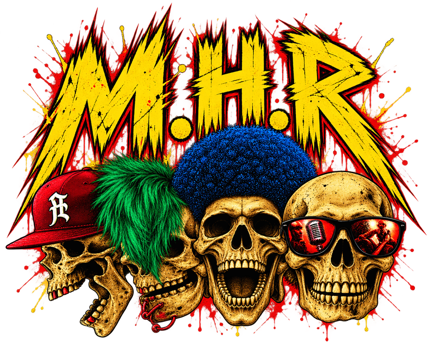 Logo da M.H.R. com quatro caveiras