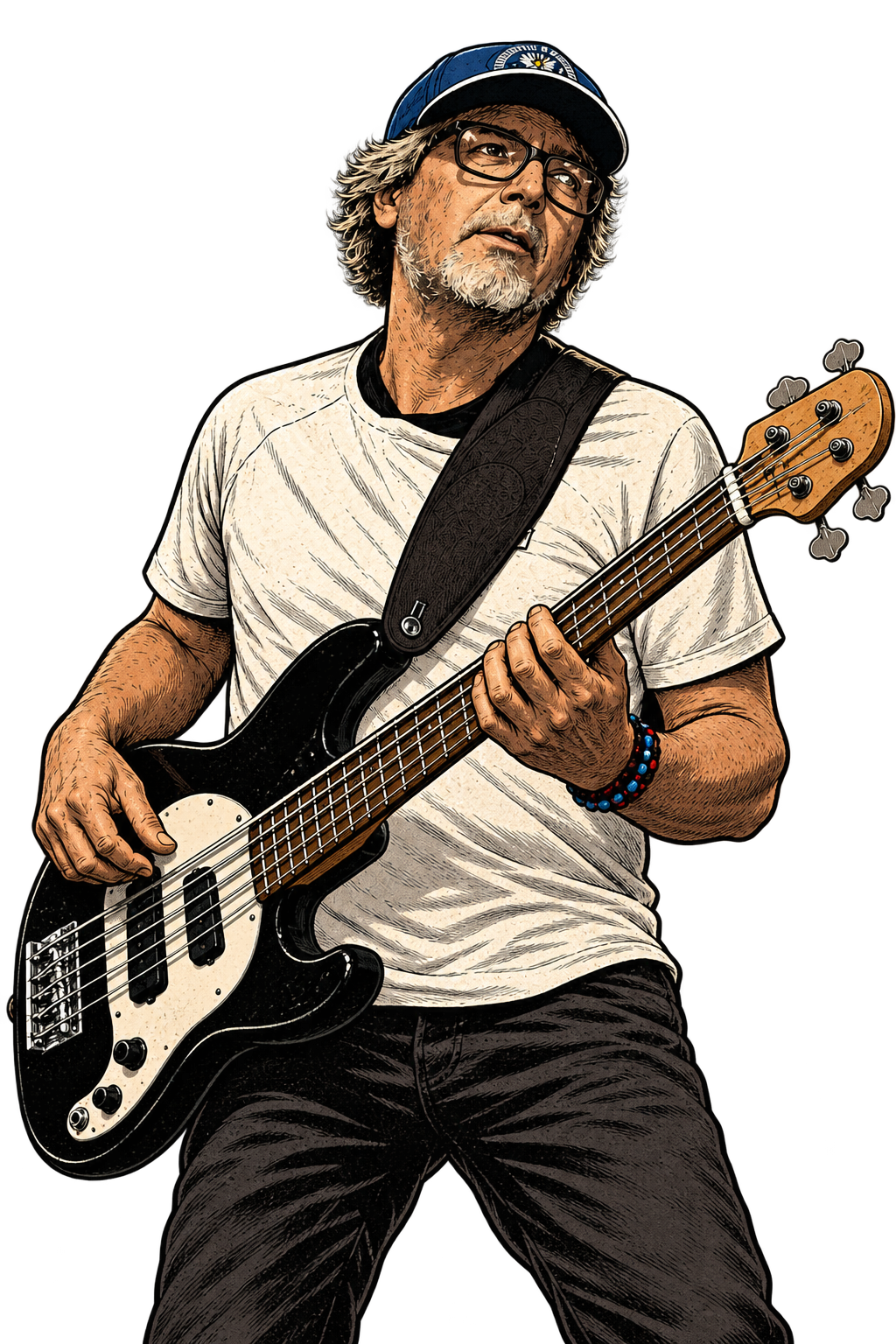 Professor tocando baixo